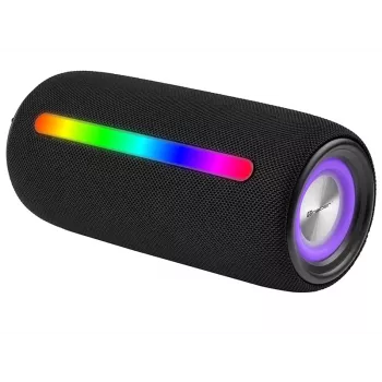 Tragbarer Stereo-Lautsprecher TRACER Stripe Schwarz — 10 W RMS, Bluetooth/kabelgebunden, USB-A & USB-C, MicroSD, integrierter Akku (bis zu 5 h)