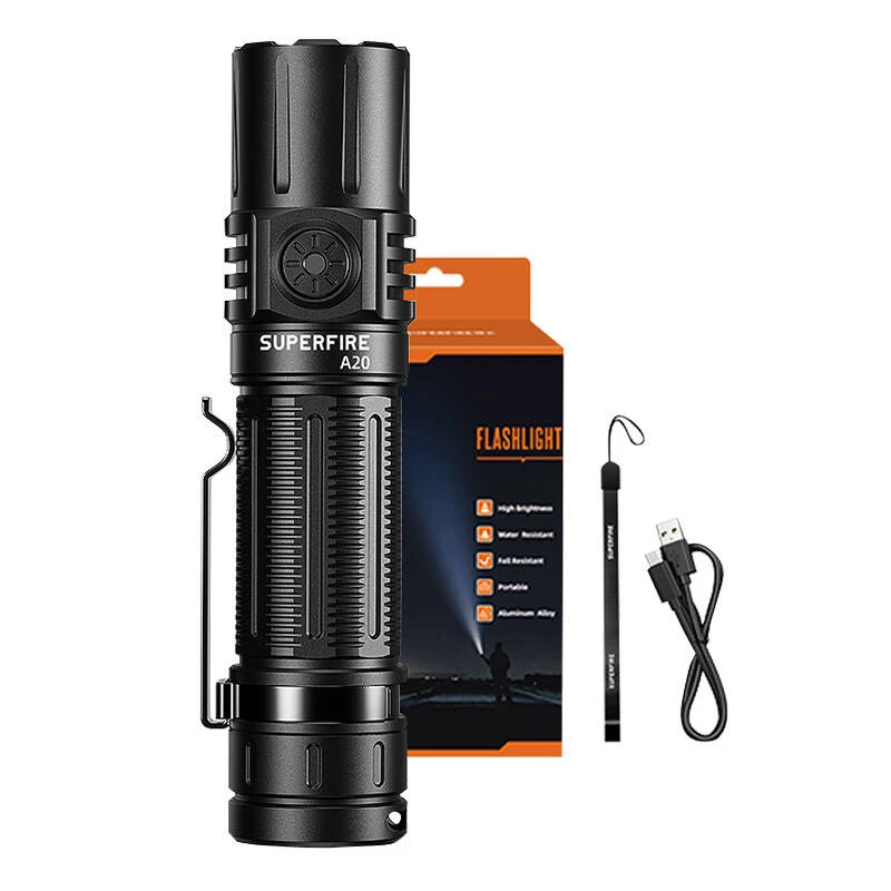 Hand-LED-Taschenlampe Superfire A20 — 1700 lm Leistung, 300 m Leuchtweite