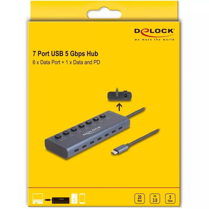 DeLOCK 63410 USB 3.2 Gen 1 Type-C Hub 5000 Mbit/s Blau