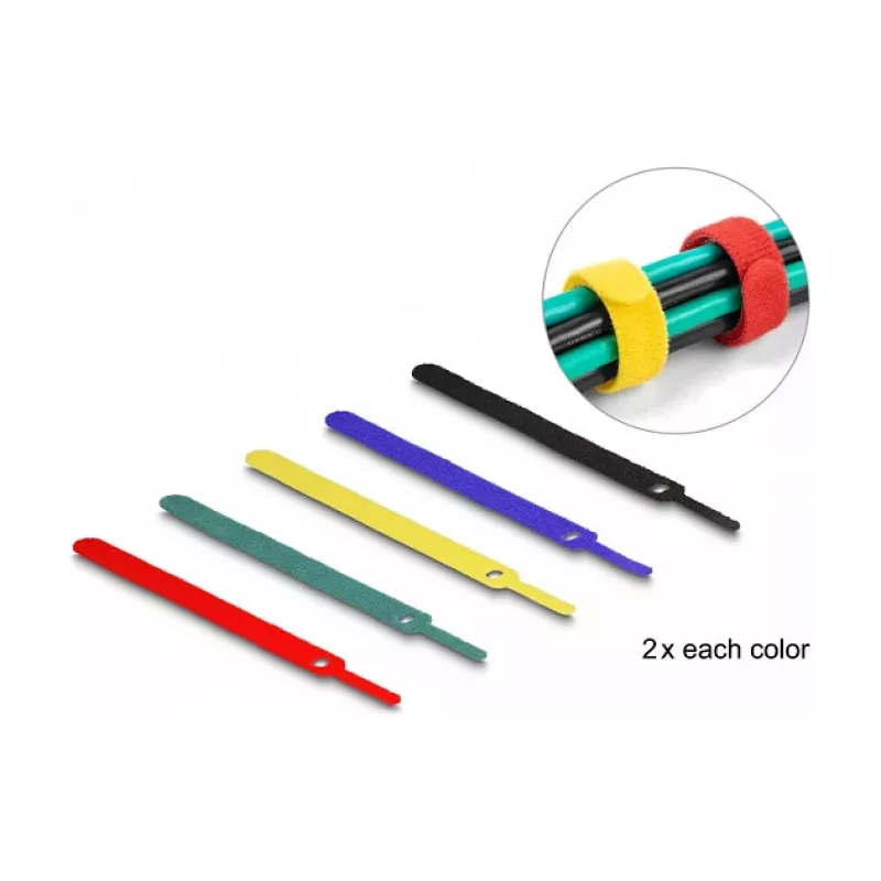 Klettkabelbinder DeLOCK 19076 150x12mm Sortierte Farben 10er-Set