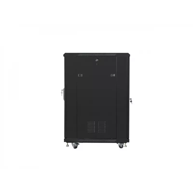Freistehender Rack-Schrank LANBERG FF01-6822-23B 22U, 19-Zoll-Schienen, 1159×600×800 mm, IP20, Rollen, Schlüsselschloss, schwarz