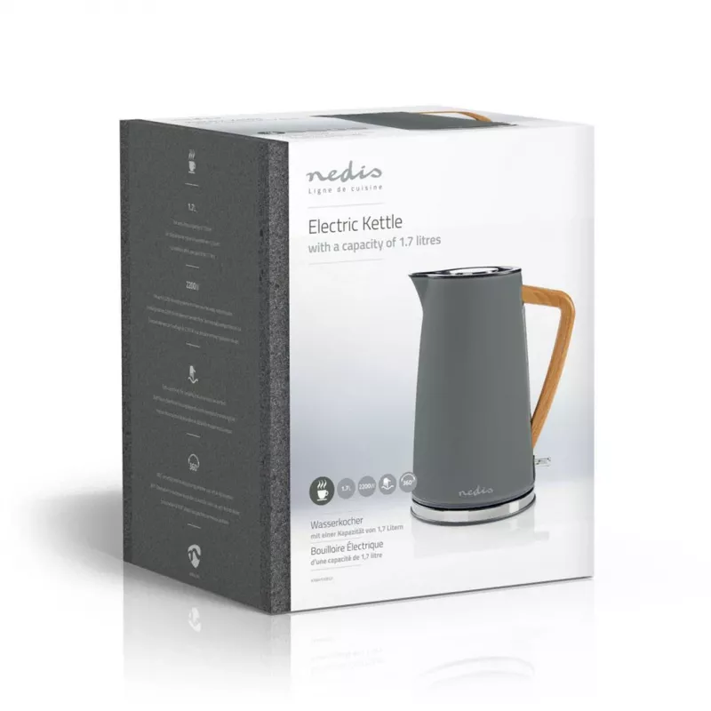 Elektrischer Wasserkocher Nedis KAWK510EGY 1,7 l 2200 W Grau