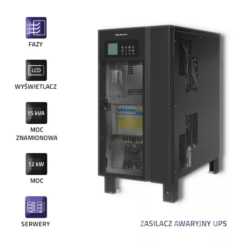 Unterbrechungsfreie Stromversorgung QOLTEC 53949 3-phasig 15 kVA 12 kW mit LCD
