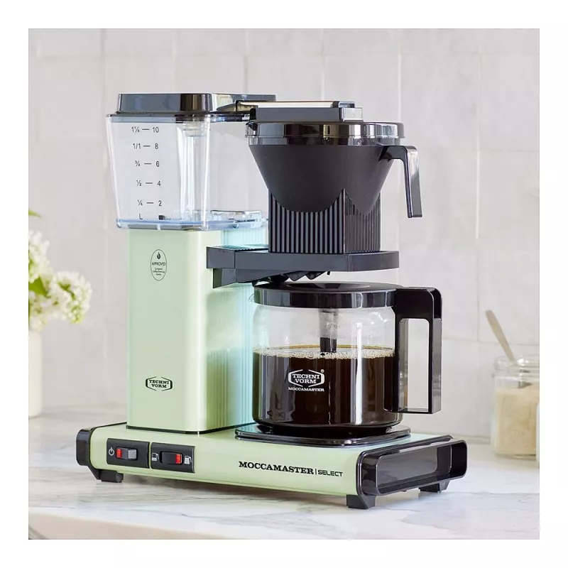 Filterkaffeemaschine MOCCAMASTER KBG Select — 1,25 l Wassertank, Kapazität für 10 Tassen, Edelstahl, pastellgrün