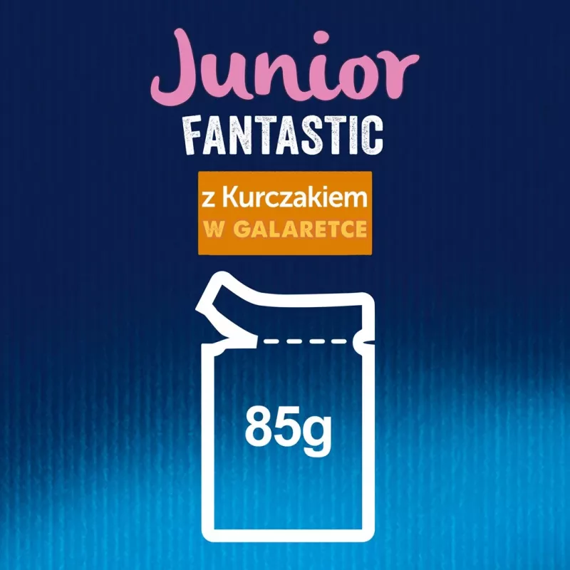 Nassfutter für Katzen Purina Nestlé Felix Fantastic Junior 85 g Beutel — Huhn, 77,5 % Feuchtigkeit, 13,5 % Protein
