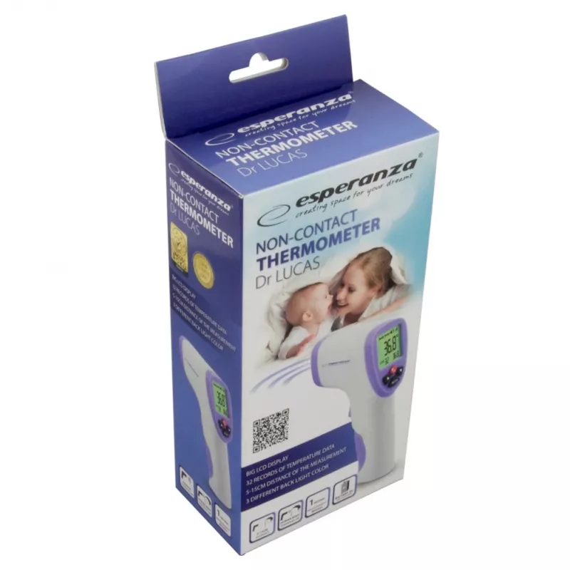 Esperanza ECT002 digitales Körperthermometer Fernmessungsthermometer Lila, Weiß Ohr, Stirn, Mund, rektal, unter dem Arm Tasten