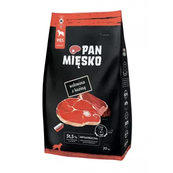 PAN MIĘSKO Rindfleisch mit Ziege (erwachsen) knusprig M - Trockenfutter für Hunde - 20kg