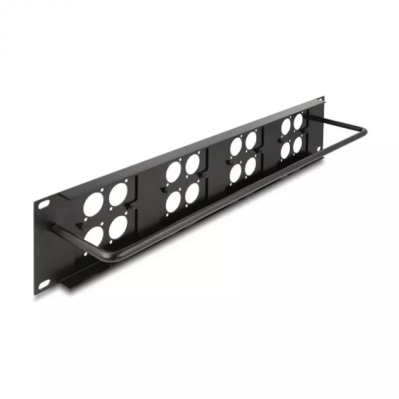 DeLOCK 88195 D-Typ 19-Zoll Patchpanel mit 4 Platten, 16 Ports, 2U, schwarz