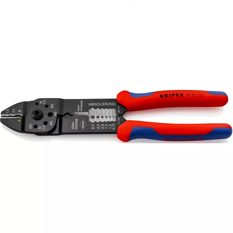Knipex 97 21 215 Kabelcrimpzange Crimpwerkzeug Schwarz, Blau, Rot