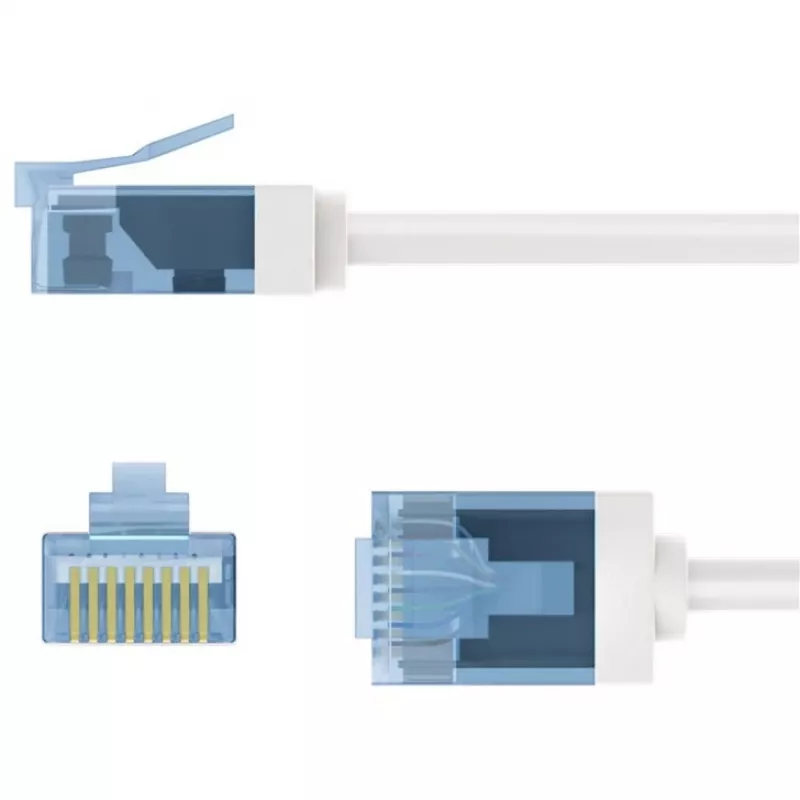 Goobay Ultra-Flexibles CAT 6A Patchkabel schlank U/UTP Weiß - extra-kurzer Stecker (74288)