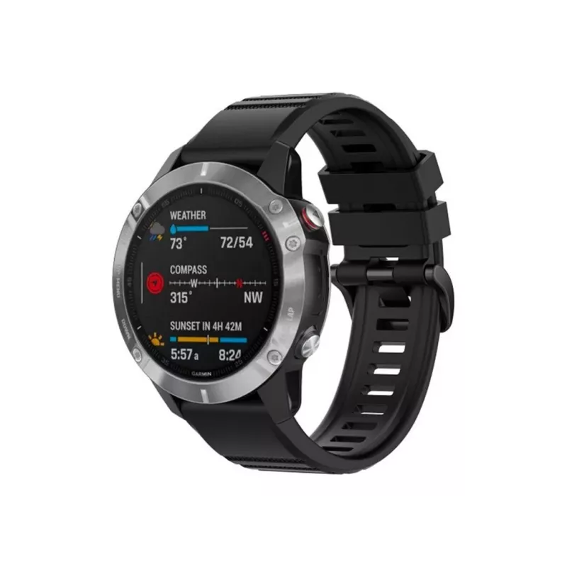 Silikonarmband FIXED für Garmin QuickFit 26mm Schwarz — Ersatz-Uhrenarmband 26 mm