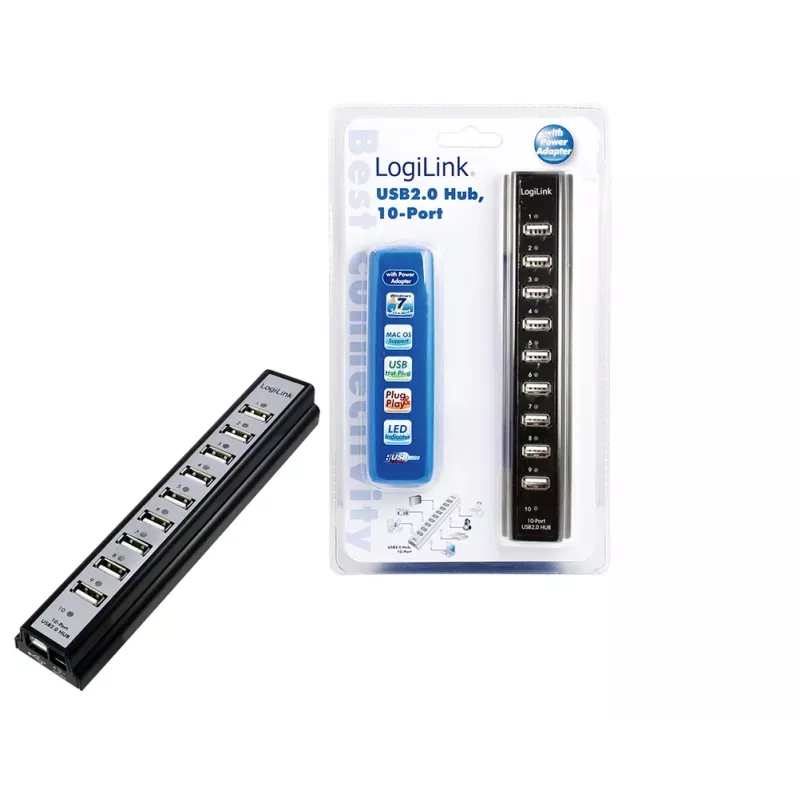LogiLink UA0096 USB-Hub 480 Mbit/s Schwarz