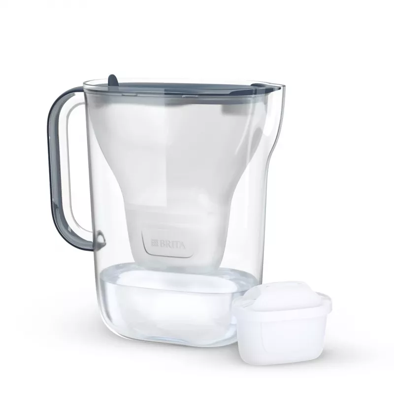 BRITA Style Essential 2,4 L Wasserfilter-Kanne Graphit — Kanne mit MAXTRA-Kartusche, Smart Light, 1,4 L gefiltertes Fassungsvermögen