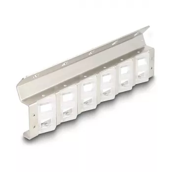 Keystone-Halter, 12-Port, neigbar, für 10-Zoll- und 19-Zoll-Rack-/Wandmontage, DELOCK 67040, Metall/Kunststoff, Silber, 77 × 222 × 27 mm