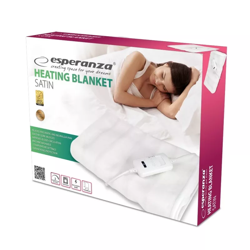 Esperanza EHB002 Heizdecke 60 W Weiß Fleece, Polyester