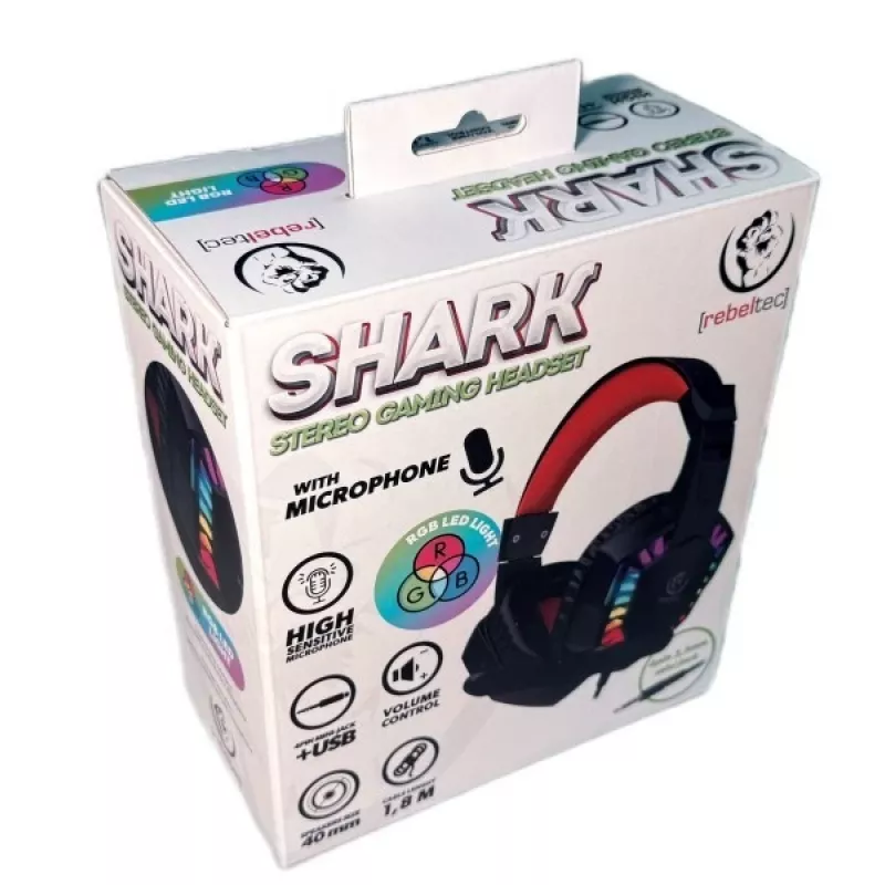 Rebeltec Stereo-Kopfhörer mit Mikrofon SHARK — kabelgebundenes On-Ear-Design