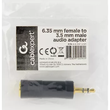 Cablexpert 6,35 mm Klinkenbuchse auf 3,5 mm Klinkenstecker Audioadapter | A-6.35F-3.5M