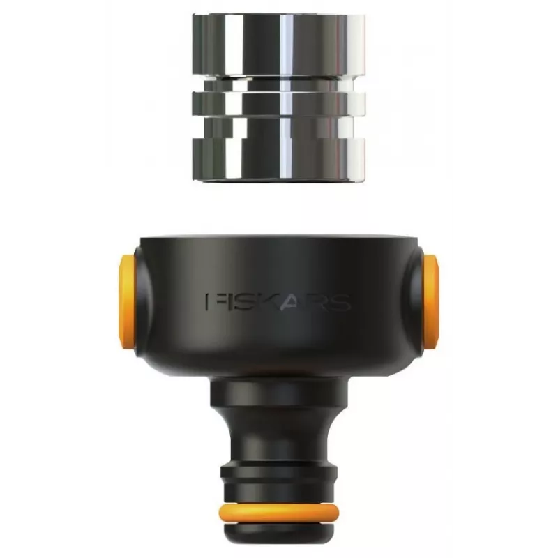 Fiskars 1027062 Wasserschlauch-Anschlussstück Schlauchverbinder Metall Schwarz, Orange, Silber 1 Stück