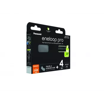Akkus PANASONIC ENELOOP PRO AA 2500 mAh 4 Stück + Etui (BK-3HCDE/4CP+CASE)