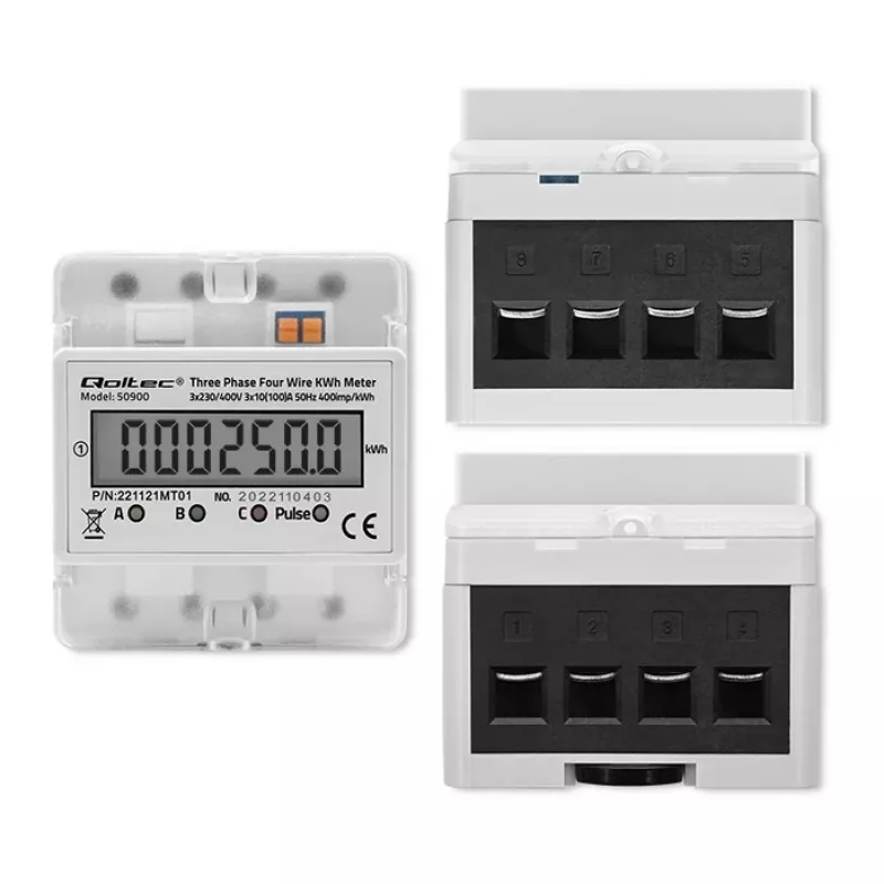 Dreiphasiger elektronischer Energiezähler QOLTEC 50900 400V LCD 4P