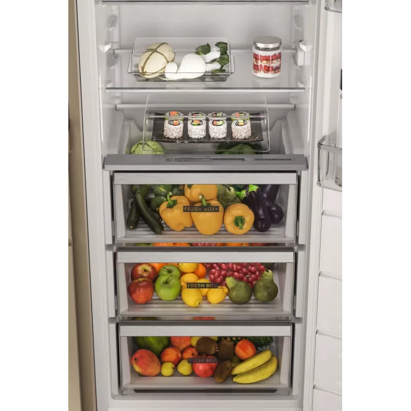 Whirlpool Kühlschrank | WHSD18A013D1 | Energieeffizienzklasse E | Einbau | Kühlschrank ohne Gefrierfach | Höhe 177 cm | Kühlvolumen netto 306 L | Display | 30 dB | Edelstahl