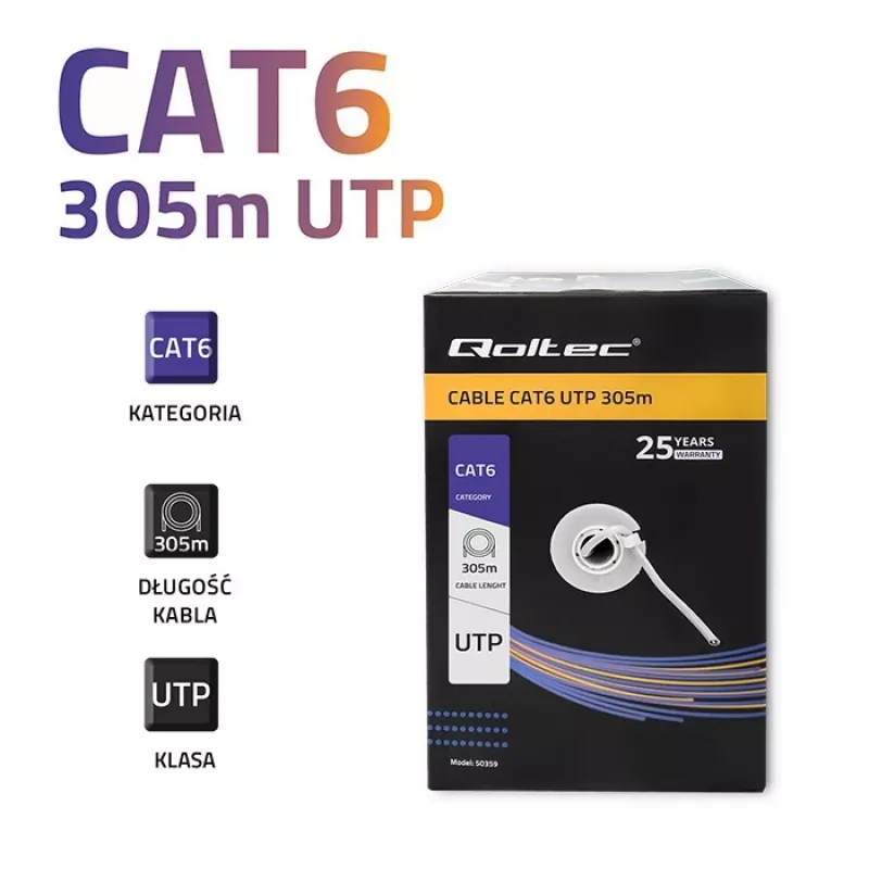 Patchkabel UTP Kabel QOLTEC 50359 RJ45 CAT6 305m Blau