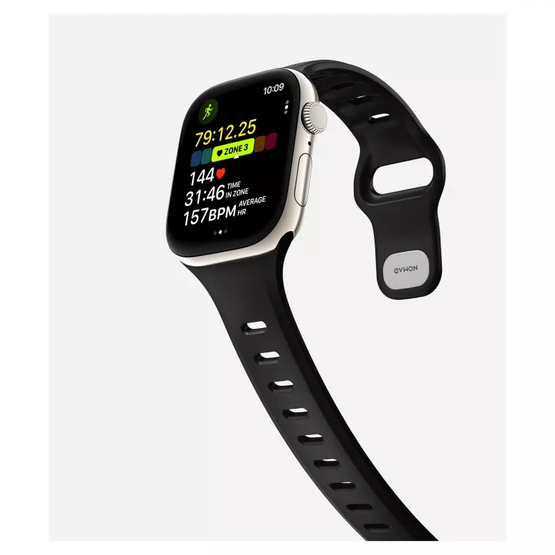 Uhrenarmband Nomad Tempo Band Schwarz Gummi, 18 mm Breite, passend für Handgelenke 135–175 mm