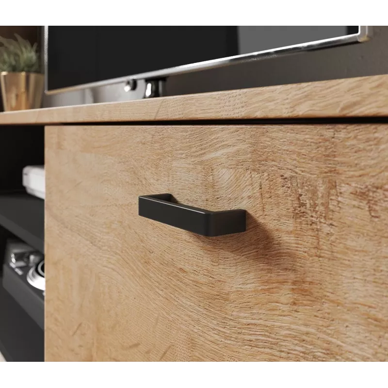 TV-Schrank Cama Meble SOHO 140, Lefkas-Eiche/Schwarz, 1400×430×370 mm