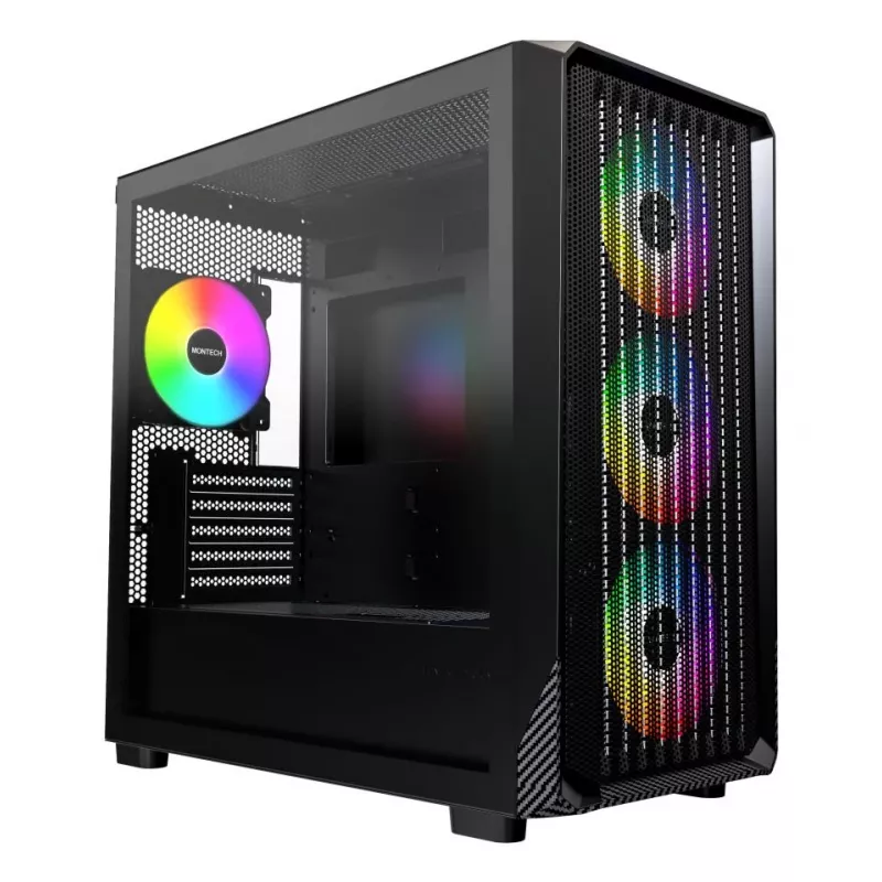 Montech X5M (B) Micro Tower PC-Gehäuse – Micro-ATX/Mini-ITX, 3x120mm vorne, 1x120mm hinten, unterstützt ATX-Netzteile, 2x3,5 Zoll + 4x2,5 Zoll, Schwarz