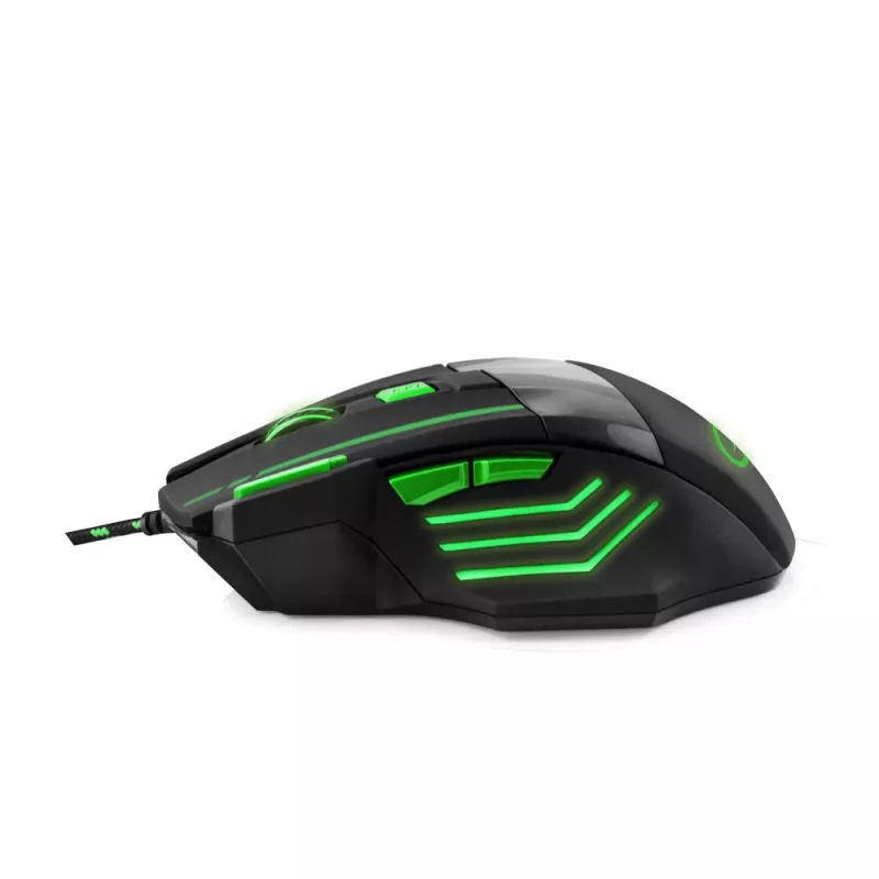 Kabelgebundene Gaming-Maus ESPERANZA EGM201G — rechtshändig, optisch 2400 DPI, 7 Tasten, USB Typ-A, 1,5 m Kabel, schwarz/grün