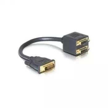 DVI-Adapter DeLOCK DVI25 M auf 2x DVI25 W 0,2 m Schwarz