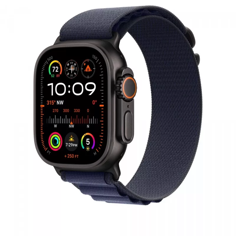 Apple 49 mm Navy Alpine Loop - Klein - Schwarzes Titan-Finish