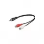 Wentronic Goobay RCA-Adapterkabel, Schwarz, 0,2 m - RCA-Stecker > 2x RCA-Buchse (Audio links/rechts) (50005)