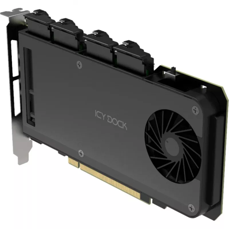 Mobilrahmen-Adapterkarte icy dock MB204MP-1B — 4 × M.2 NVMe SSD Hot-Swap-Mobilrahmen