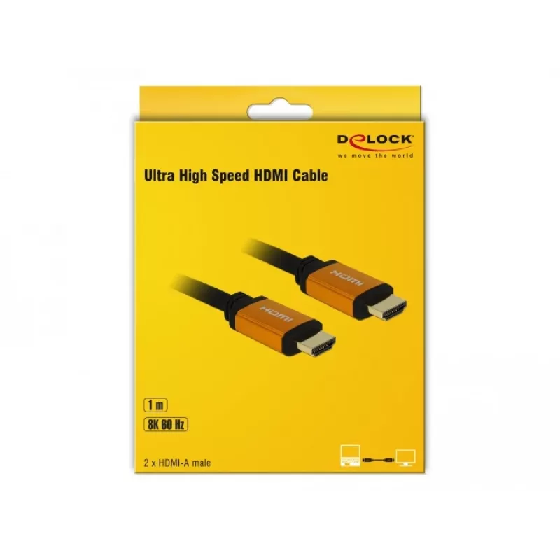 HDMI-Kabel DeLOCK 85727 1m Typ A Stecker auf Stecker Schwarz Gold