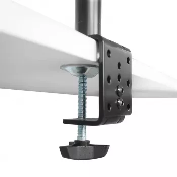 Maclean MC-967 Doppelter vertikaler Monitor-Tischhalterung Bildschirmhalter max. VESA 100x100, 13-27, 2x 9 kg, pulverbeschichtet, neigbar, drehbar, verstellbar