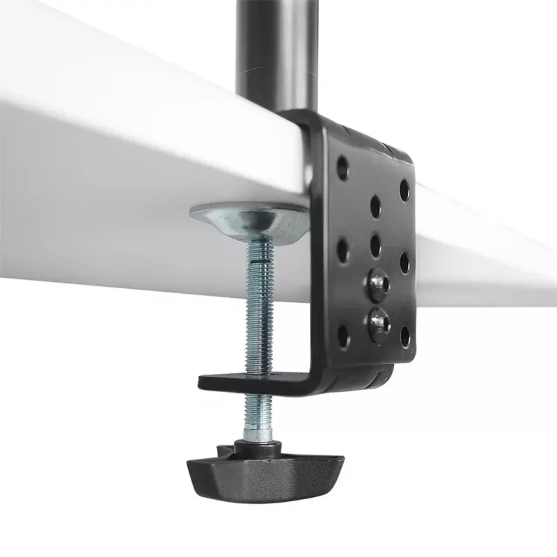 Maclean MC-967 Doppelter vertikaler Monitor-Tischhalterung Bildschirmhalter max. VESA 100x100, 13-27, 2x 9 kg, pulverbeschichtet, neigbar, drehbar, verstellbar