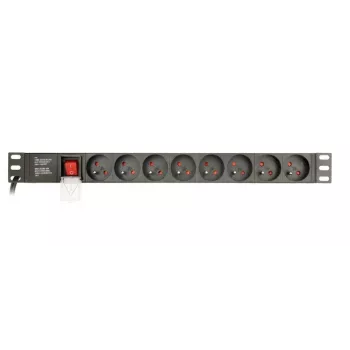 Stromverteilungseinheit Gembird EG-PDU-014-FC14, 8 AC-Steckdosen, C14-Eingang, 3 m Kabel, 1U Aluminiumgehäuse, 10 A, 3680 W