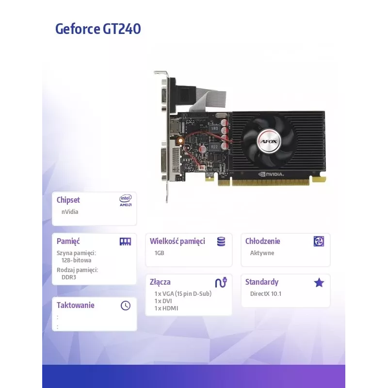 Grafikkarte AFOX AF240-1024D3L2 — NVIDIA GeForce GT 240, 1 GB GDDR3, 128-bit, PCIe 2.0