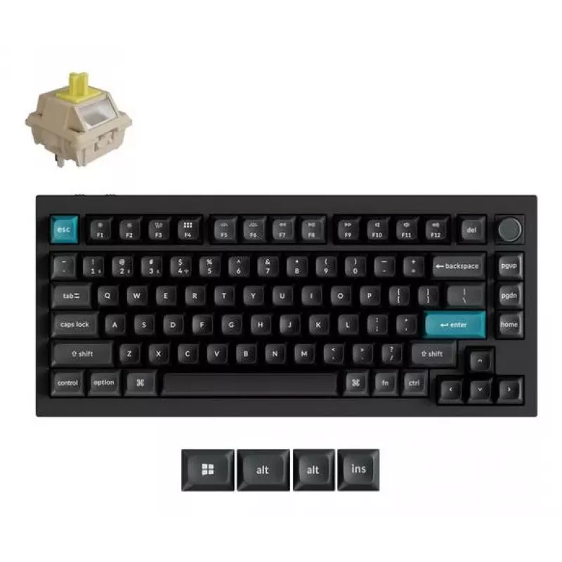 Mechanische Tastatur Keychron Q1 Ultra 8K — 75% Form, USB + RF Wireless + Bluetooth, RGB LED, Schwarz