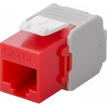 Wentronic Goobay CAT 6a KeyStone RJ45 Jack, ungeschirmt, 500 MHz, rot-weiß (90689)