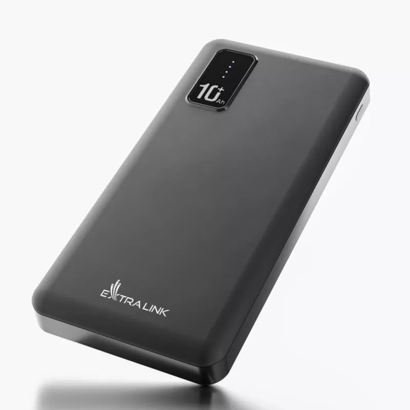 Powerbank Extralink EPB-098B 10000 mAh, LiPo, 2× USB-A + 1× USB-C, schwarz