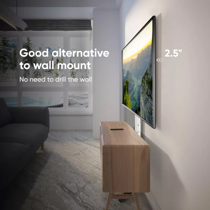 TV-Ständer/Standfuß ONKRON TS1140-W für 66–165,1 cm (26 Zoll–65 Zoll) Bildschirme, 35 kg, VESA 100x100–400x400, Höhe 880–1100 mm, weiß