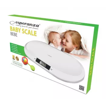 Elektronische Babywaage ESPERANZA EBS019 — Kapazität 0,03–20 kg, Teilung 0,01 kg, großes 60×25 mm LCD, weiß