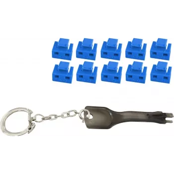 RJ45-Portblocker ShiverPeaks BS08-01034 — 1 Schlüssel, 10 blaue Sperren