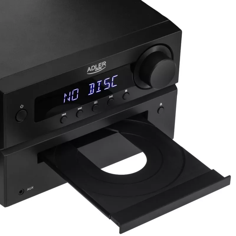 Mini Hi‑Fi Stereo System Adler AD 1917 — Bluetooth V5.3, CD/USB/MP3, 2×25 W RMS, UKW-Tuner, 4‑Band-Equalizer, AUX, Schwarz