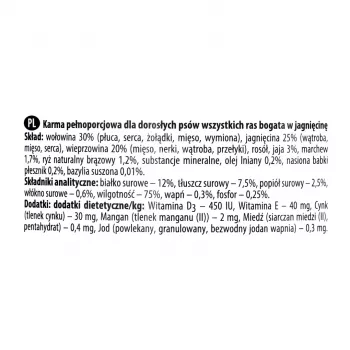 Nassfutter für Hunde dolina noteci Premium Reich an Lamm 400 g — Alleinfuttermittel in Dosen für ausgewachsene Hunde, 75 % Feuchtigkeit, 12 % Protein
