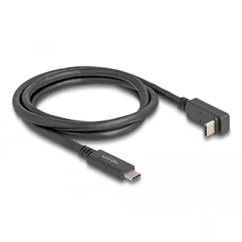Delock - USB-Kabel - 24-Pin USB-C (M) auf 24-Pin USB-C (M) abgewinkelt - USB 3.2 Gen 2 - 3 A - 1,0 m - USB Power Delivery (60 W), unterstützt 4K 144 Hz (3840 x 2160), bis zu 10 Gbit/s