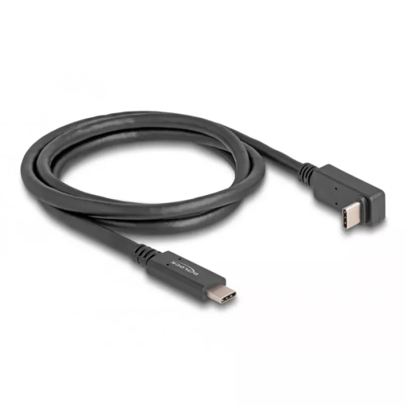 Delock - USB-Kabel - 24-Pin USB-C (M) auf 24-Pin USB-C (M) abgewinkelt - USB 3.2 Gen 2 - 3 A - 1,0 m - USB Power Delivery (60 W), unterstützt 4K 144 Hz (3840 x 2160), bis zu 10 Gbit/s