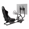 NanoRS RS160 Gaming-Stuhl, Rennsimulator-Ständer 3-in-1, für PC, Konsolen, Spieler, Kunstlederbezug, Lenkradständer, TV-Halterung bis 50 inch, max. VESA 400x400